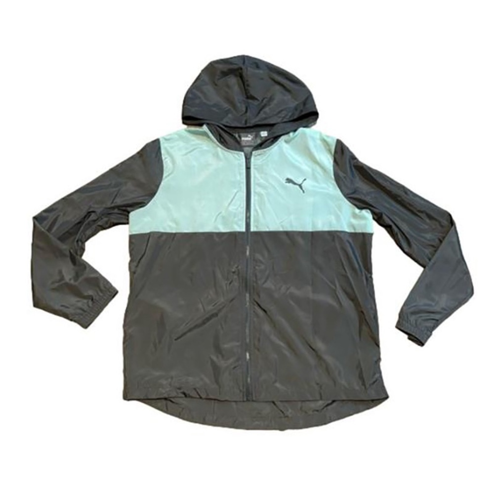 Puma Teal and Grey Windbreaker Running Jacket Size Large